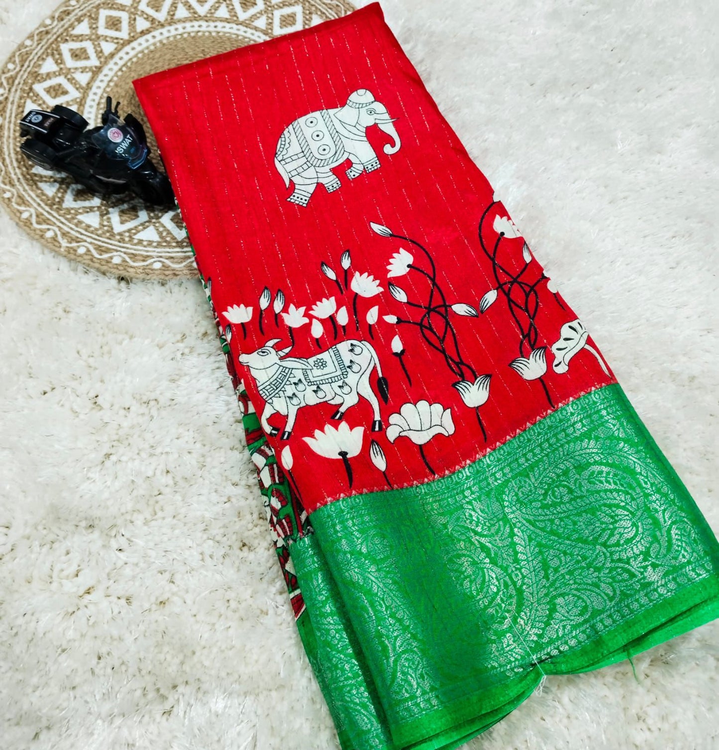 Pure Dola Gomatha Jari Checks Digital Sarees