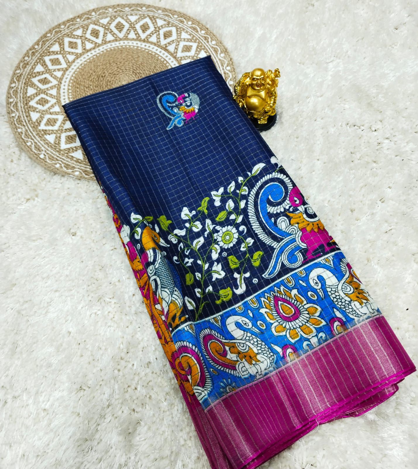 Pure Dola Gomatha Jari Checks Digital Sarees