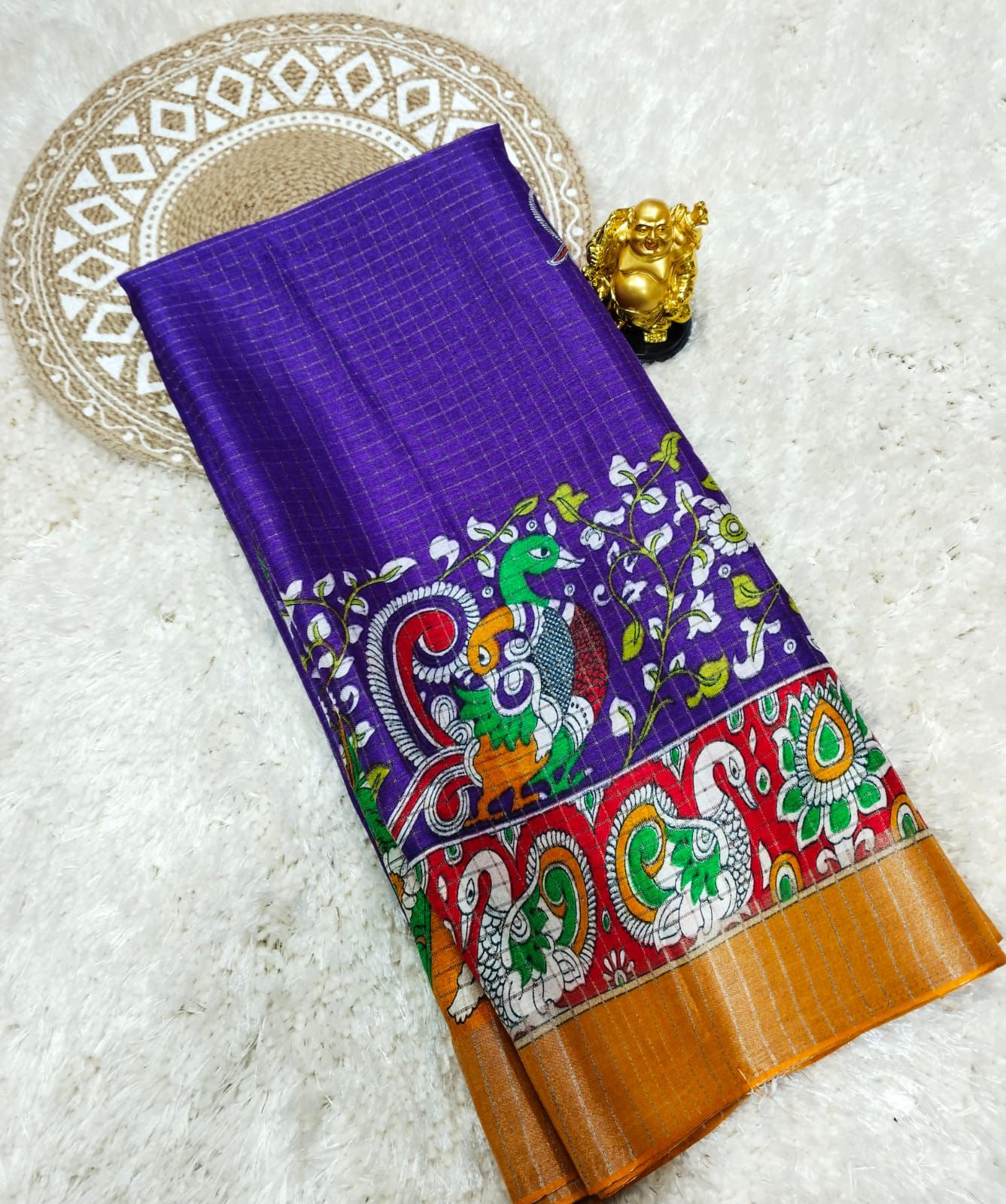 Pure Dola Gomatha Jari Checks Digital Sarees