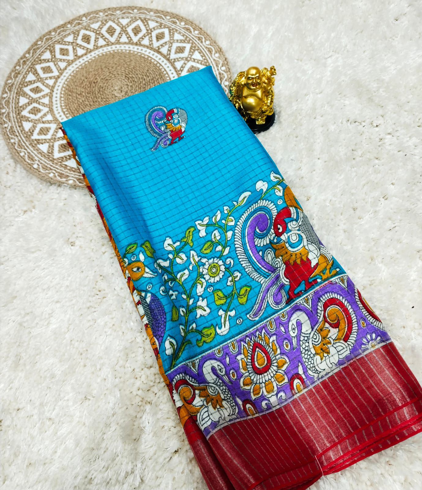 Pure Dola Gomatha Jari Checks Digital Sarees