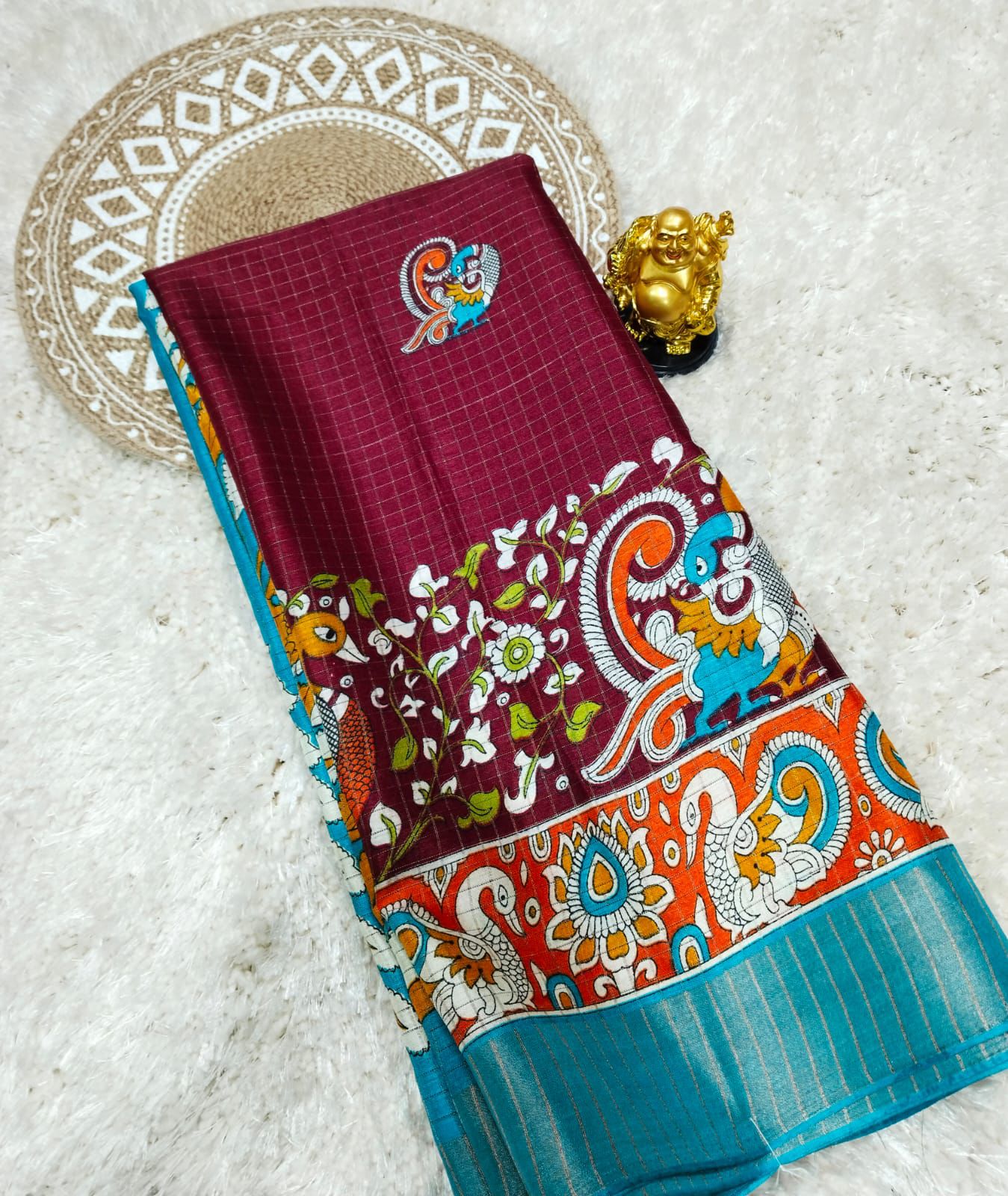 Pure Dola Gomatha Jari Checks Digital Sarees