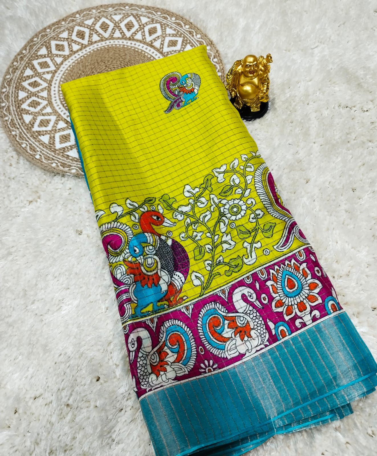 Pure Dola Gomatha Jari Checks Digital Sarees