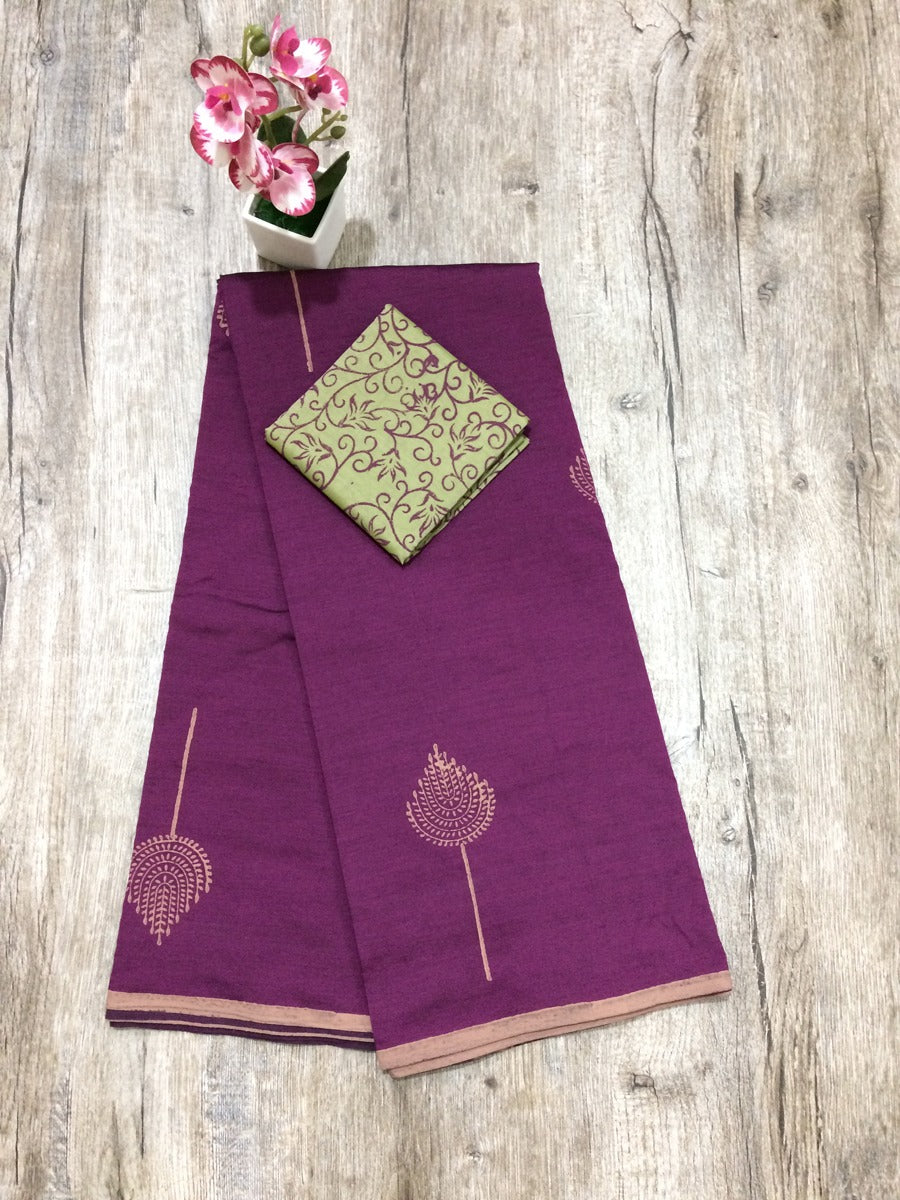 South Indian Cotton Mix Hand Block PPrint Saree