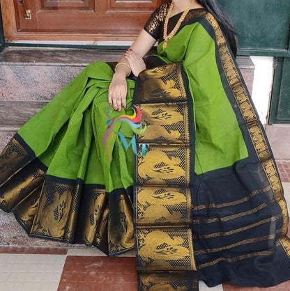 Sungudi Mayuri long border plain cotton sarees