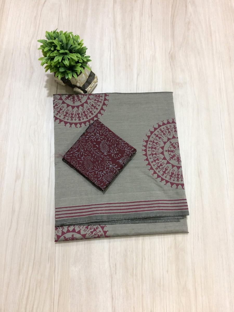 South Indian Cotton Mix Hand Block PPrint Saree