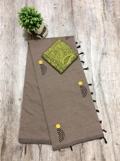 South Indian Cotton Mix Hand Block PPrint Saree