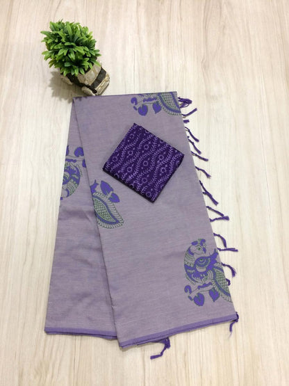 South Indian Cotton Mix Hand Block PPrint Saree