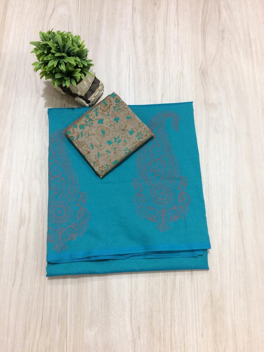 South Indian Cotton Mix Hand Block PPrint Saree