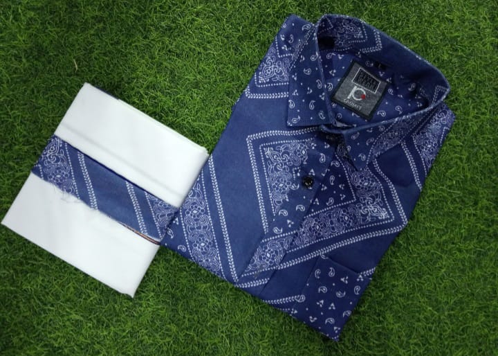 80% cotton printed shirt dhothi combo