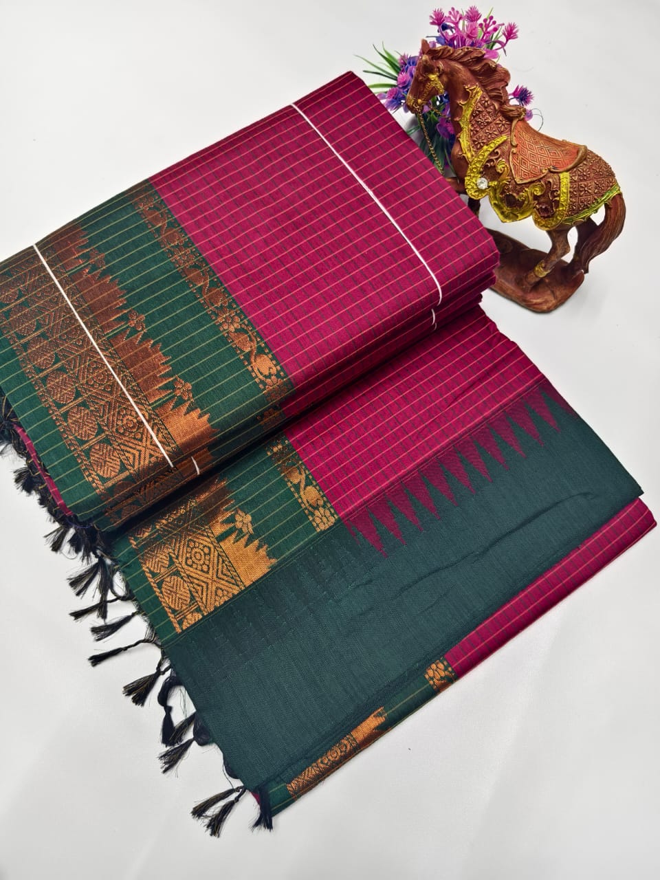 Checked Kalyani Cotton Saree