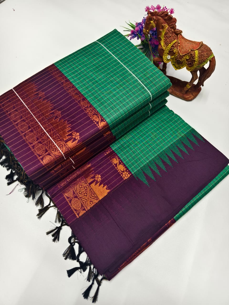 Checked Kalyani Cotton Saree