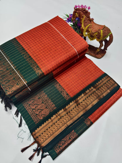 Checked Kalyani Cotton Saree