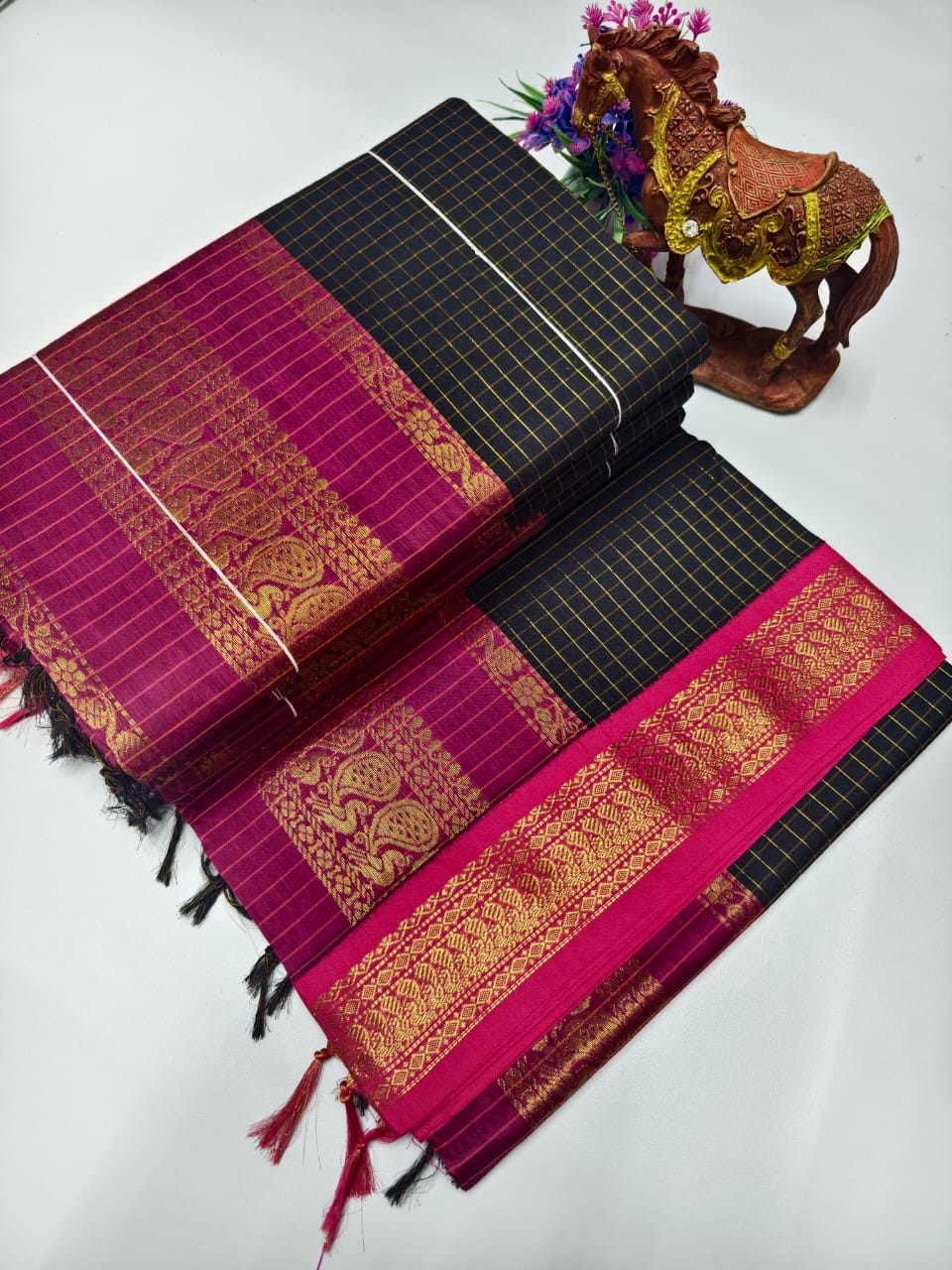 Checked Kalyani Cotton Saree