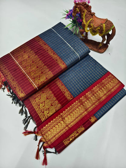 Checked Kalyani Cotton Saree