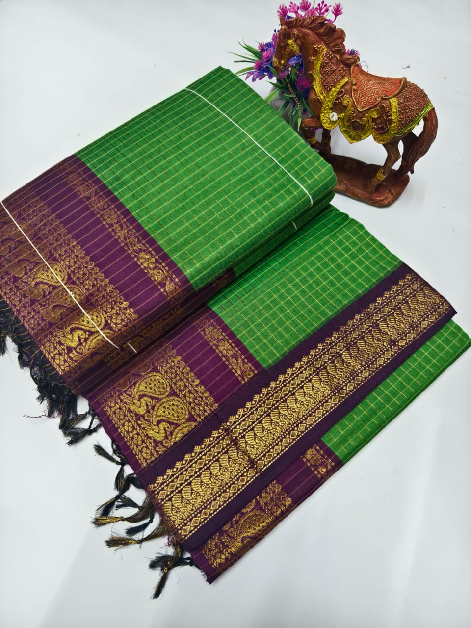 Checked Kalyani Cotton Saree