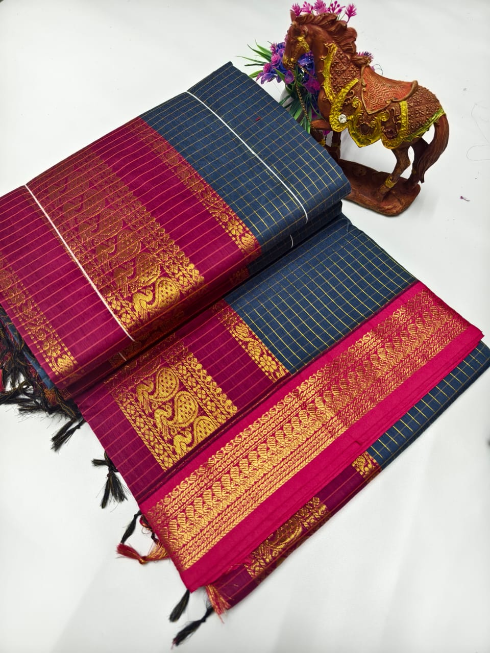 Checked Kalyani Cotton Saree