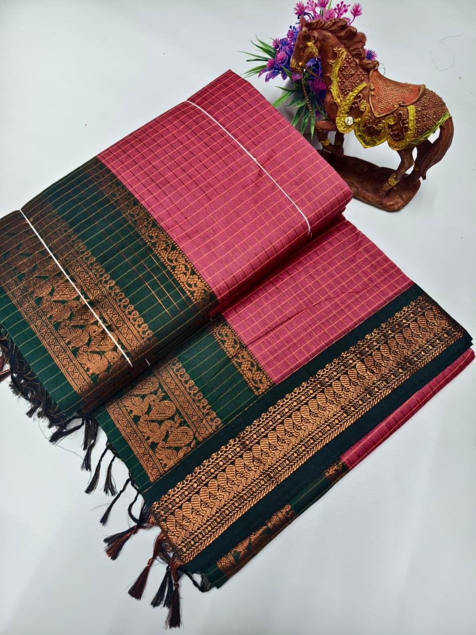 Checked Kalyani Cotton Saree