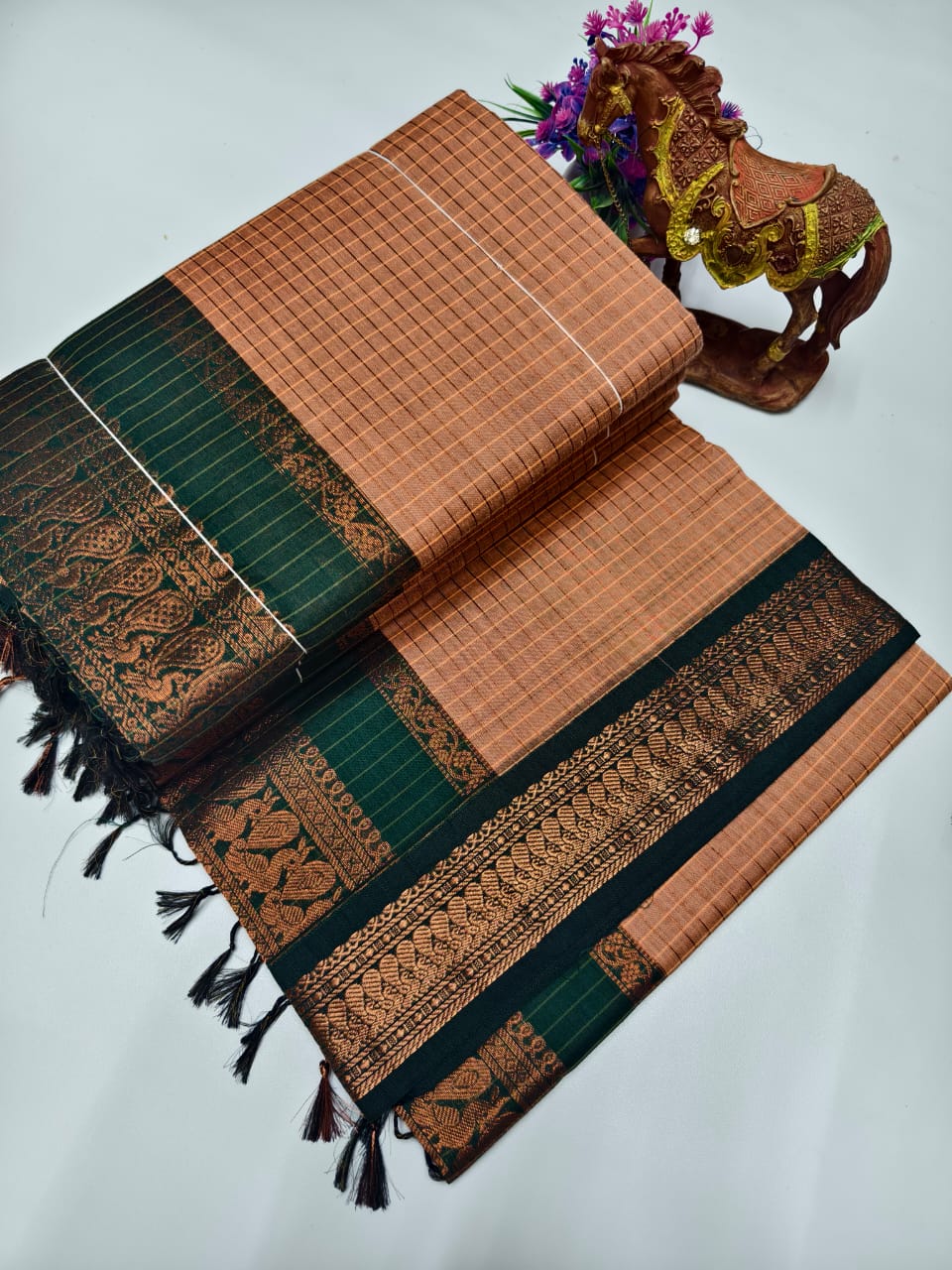 Checked Kalyani Cotton Saree