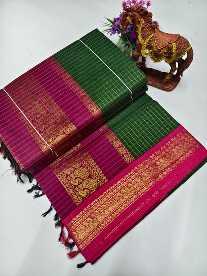 Checked Kalyani Cotton Saree