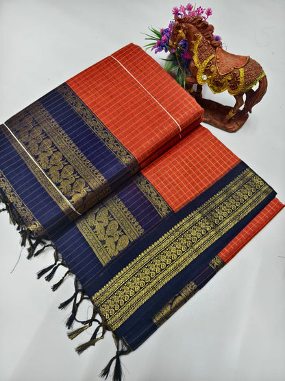 Checked Kalyani Cotton Saree