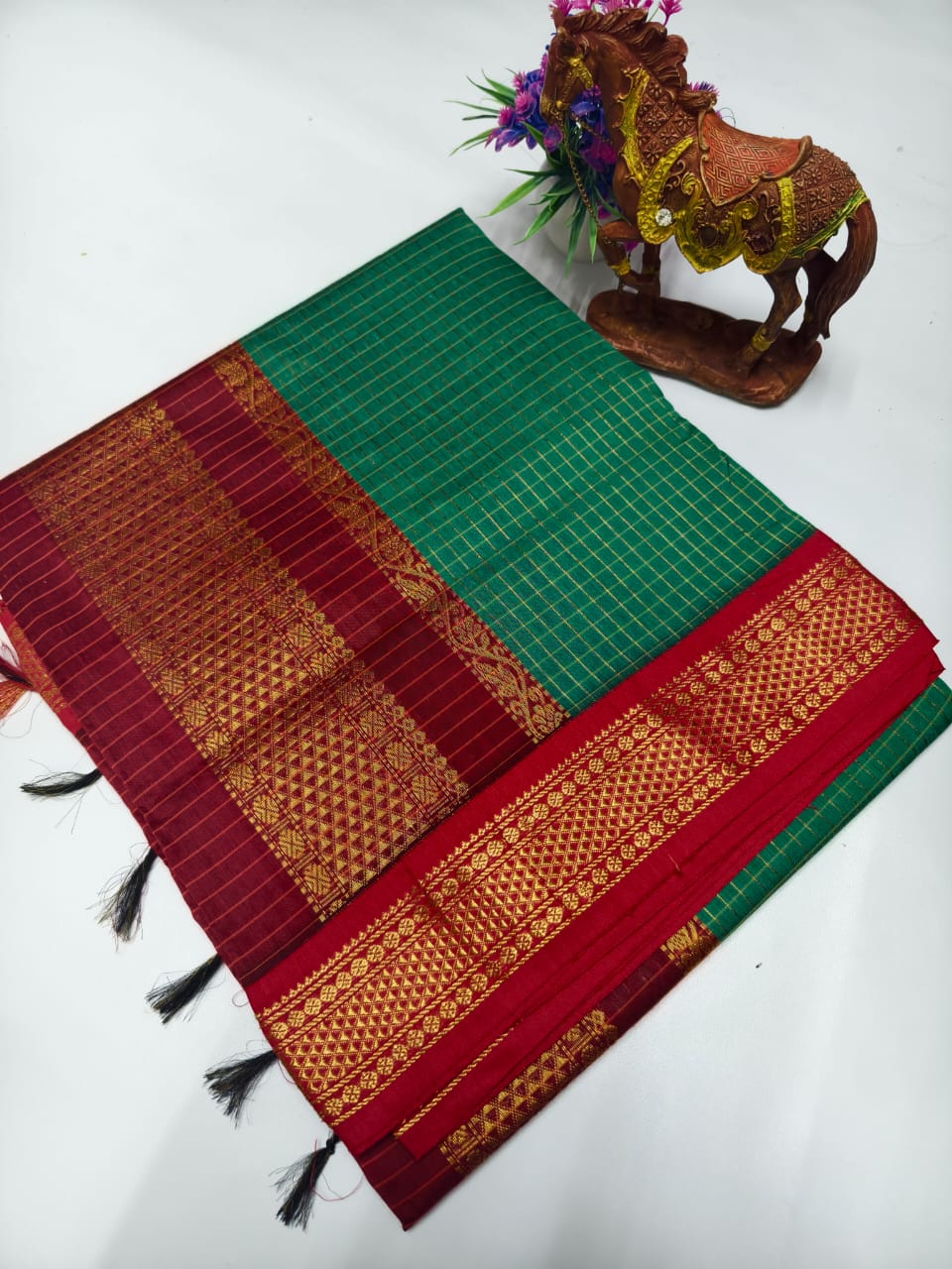 Checked Kalyani Cotton Saree