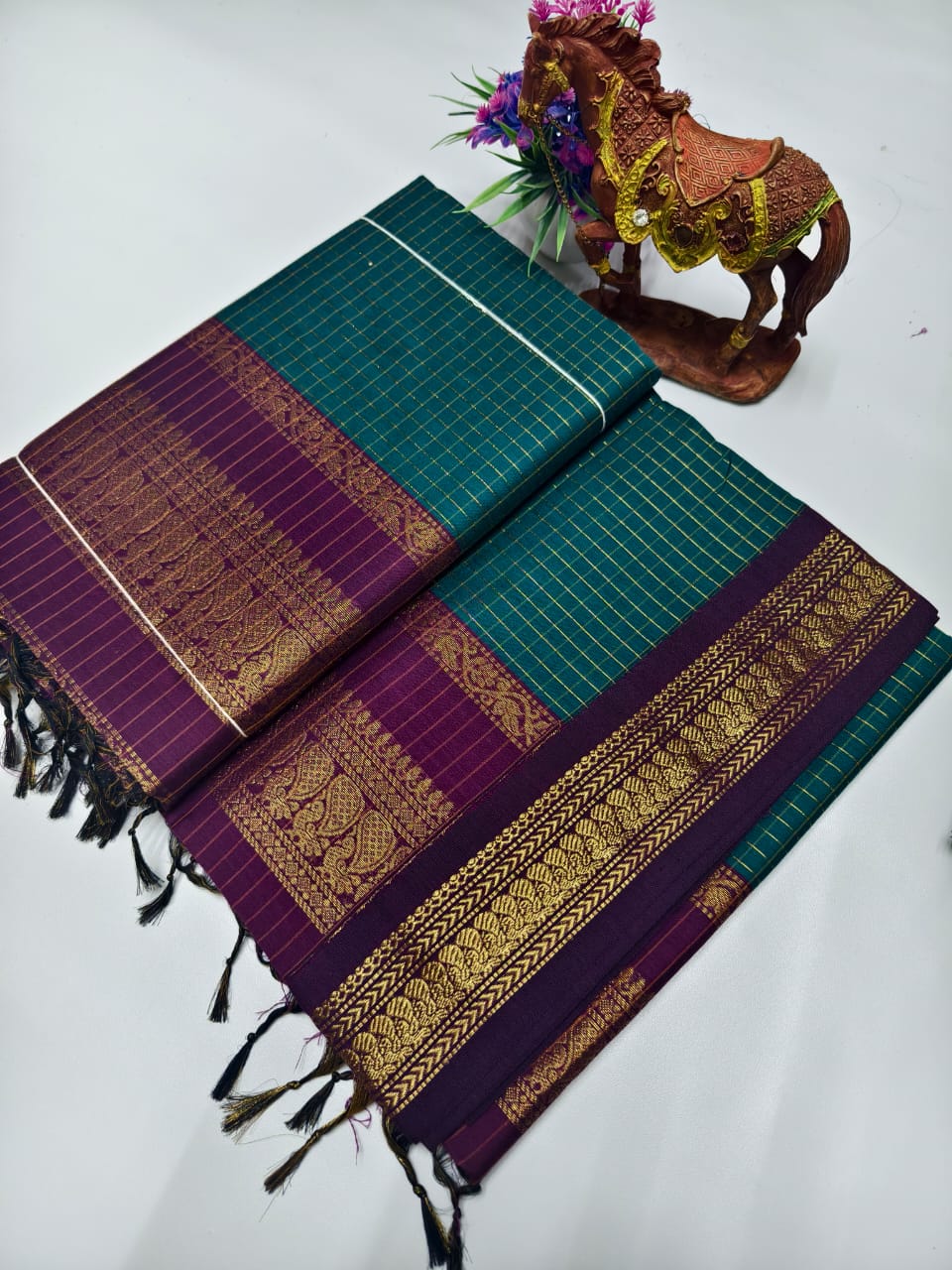 Checked Kalyani Cotton Saree