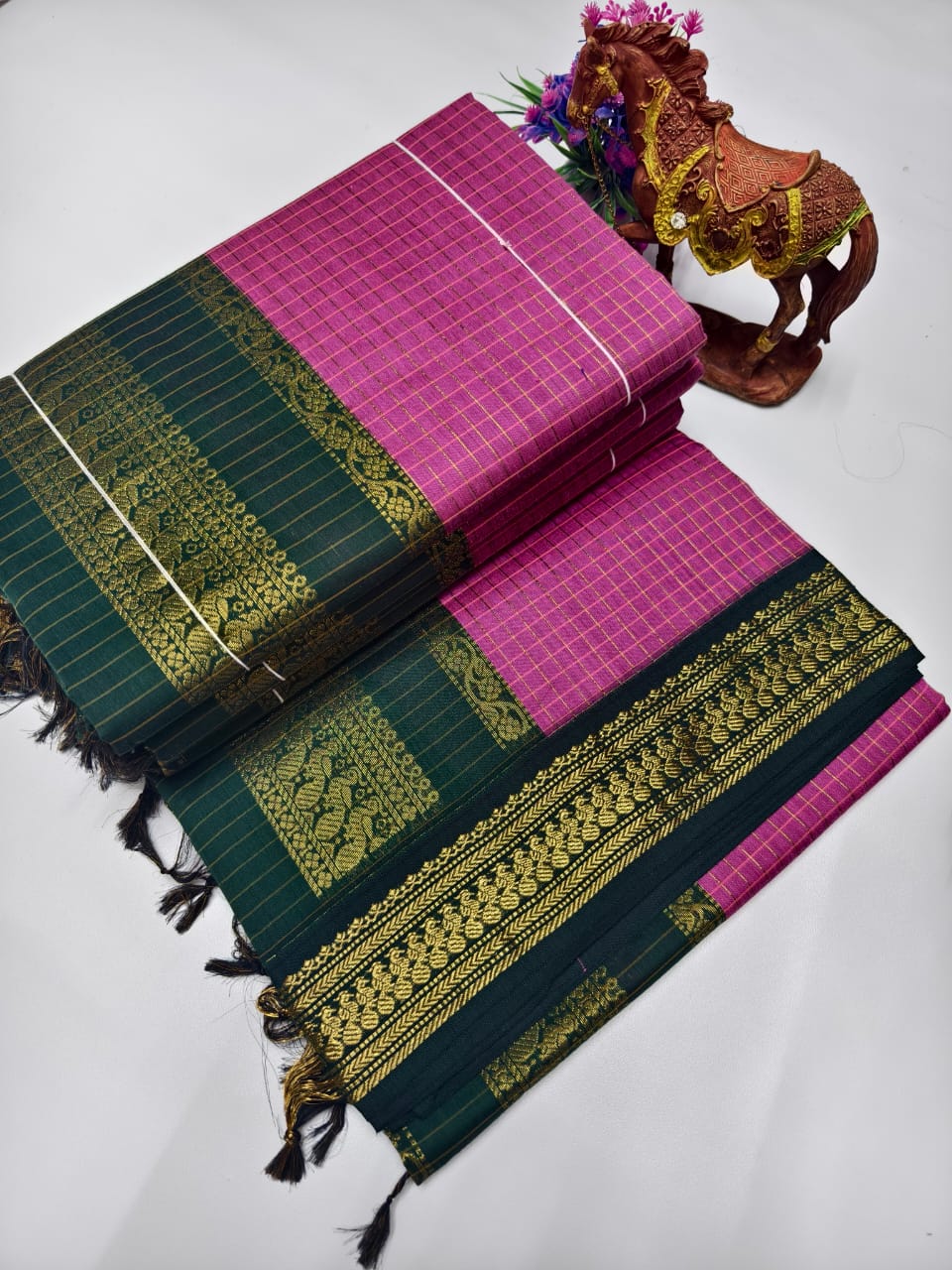 Checked Kalyani Cotton Saree