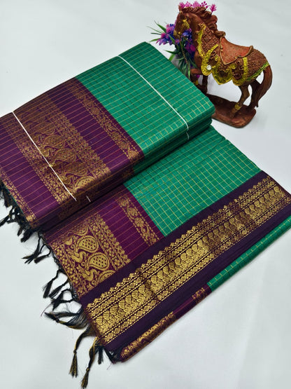 Checked Kalyani Cotton Saree