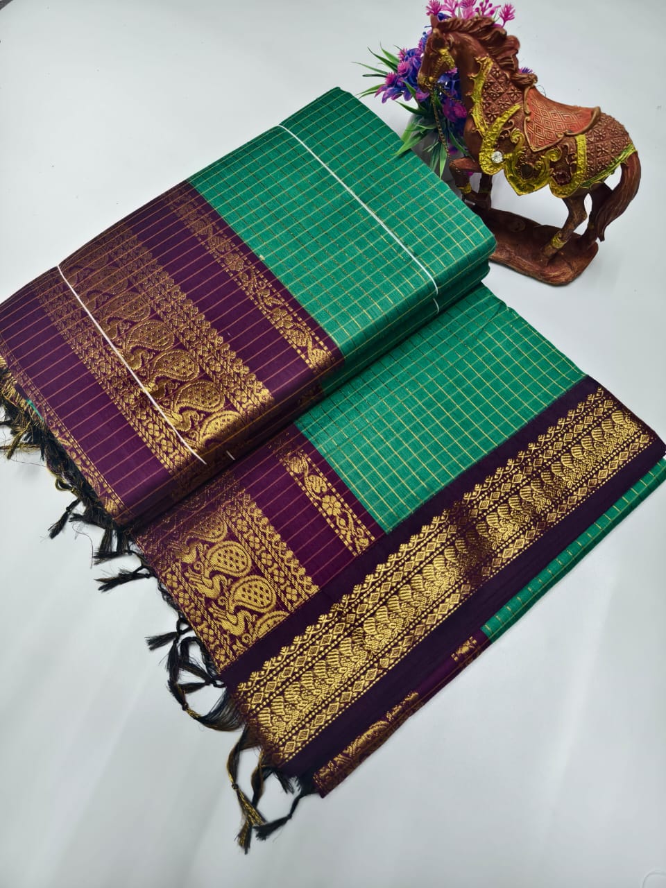 Checked Kalyani Cotton Saree