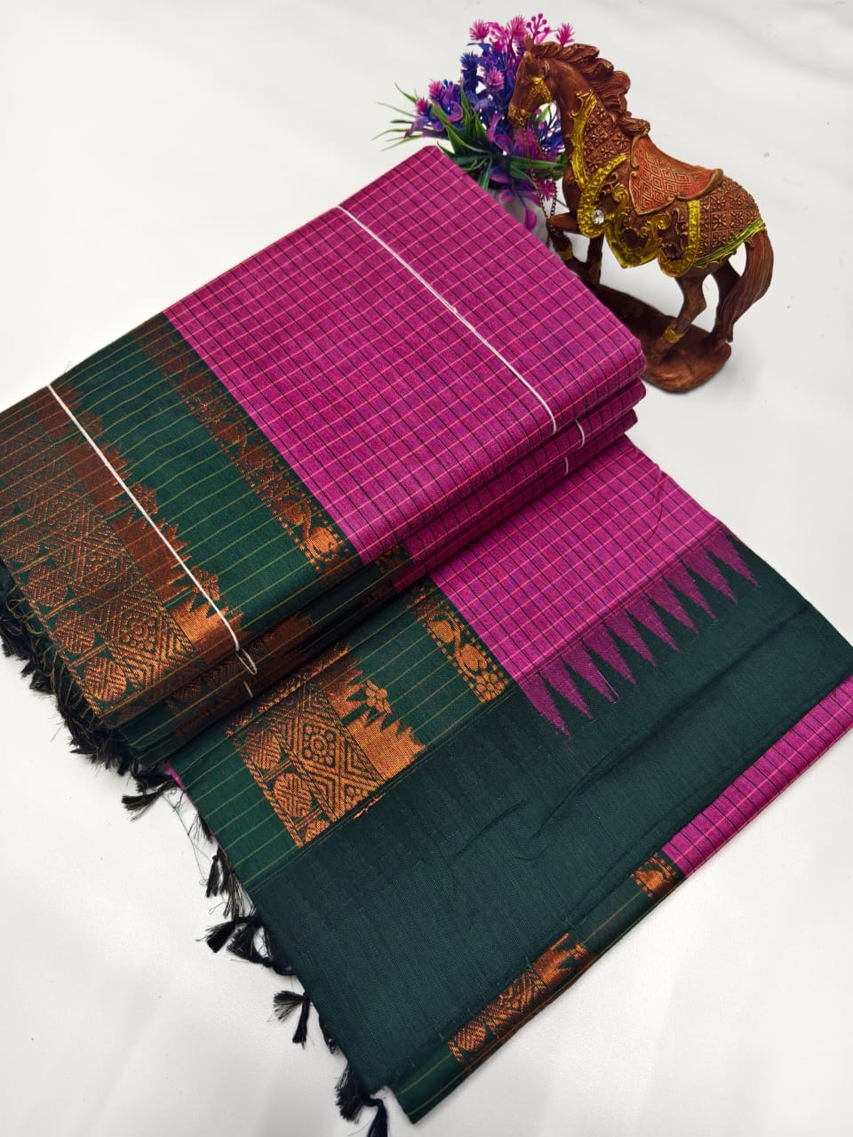 Checked Kalyani Cotton Saree