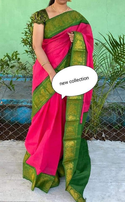 Sungudi zari  border plain cotton sarees