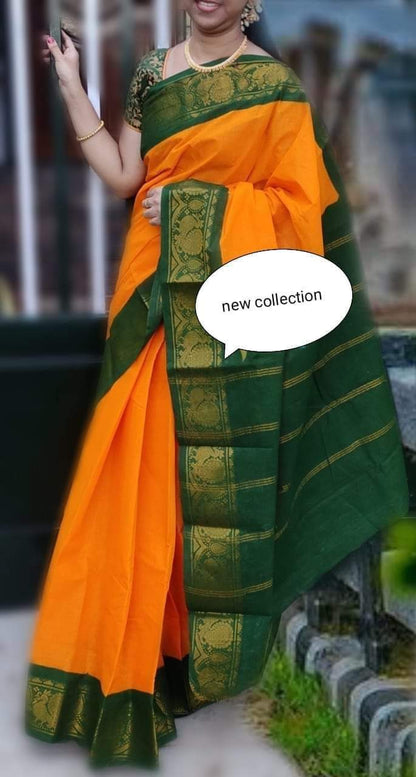 Sungudi zari  border plain cotton sarees