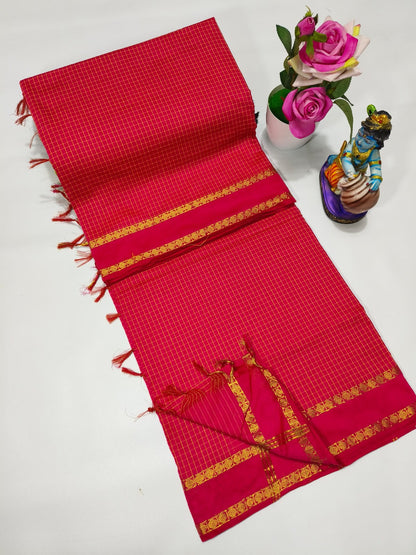 Checked Kalyani Cotton Saree