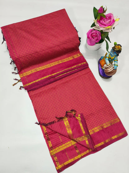 Checked Kalyani Cotton Saree