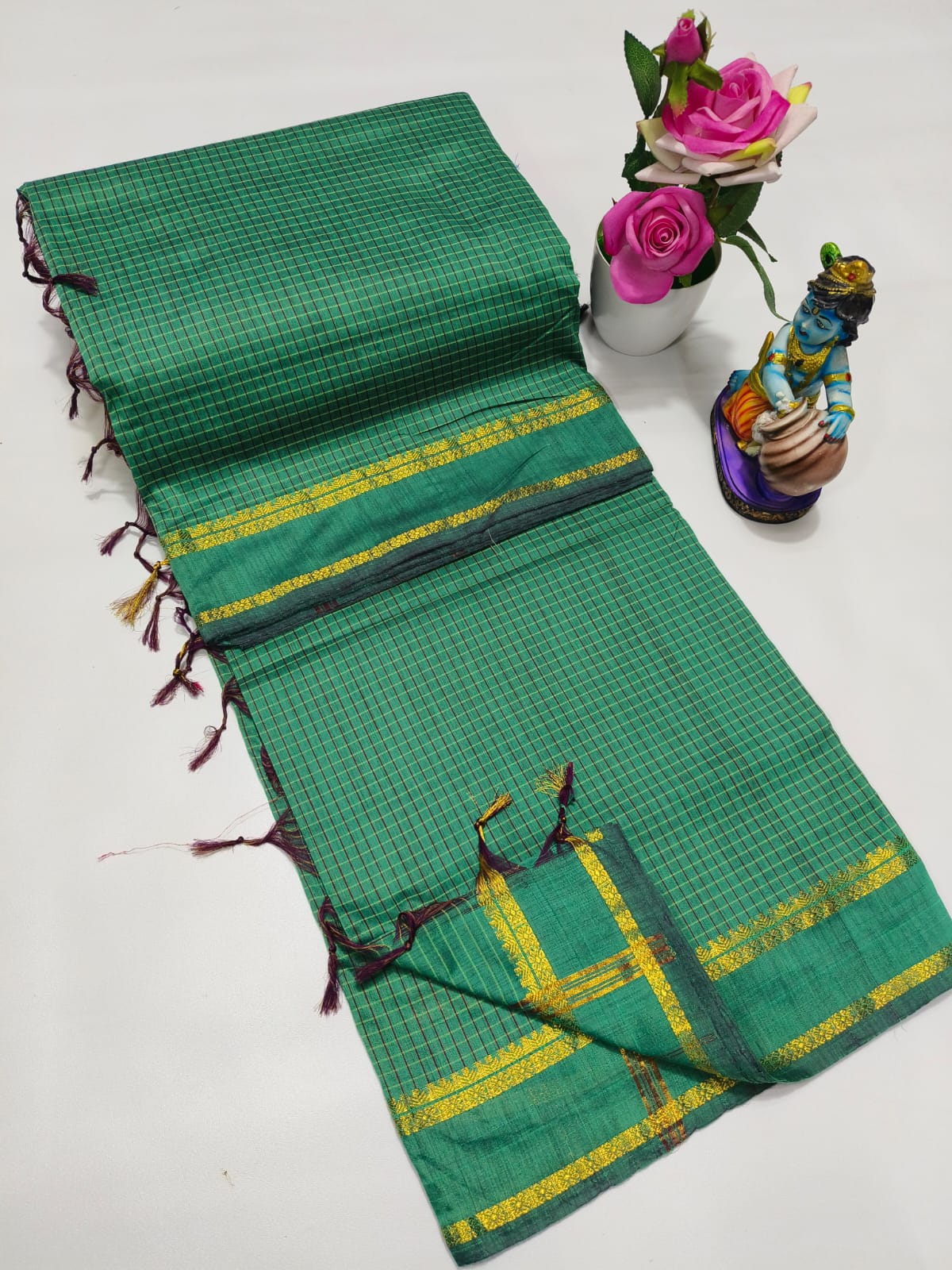 Checked Kalyani Cotton Saree