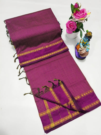 Checked Kalyani Cotton Saree