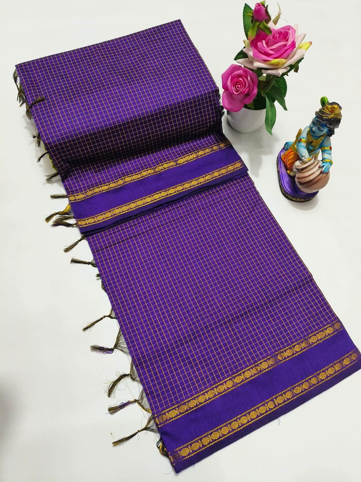 Checked Kalyani Cotton Saree