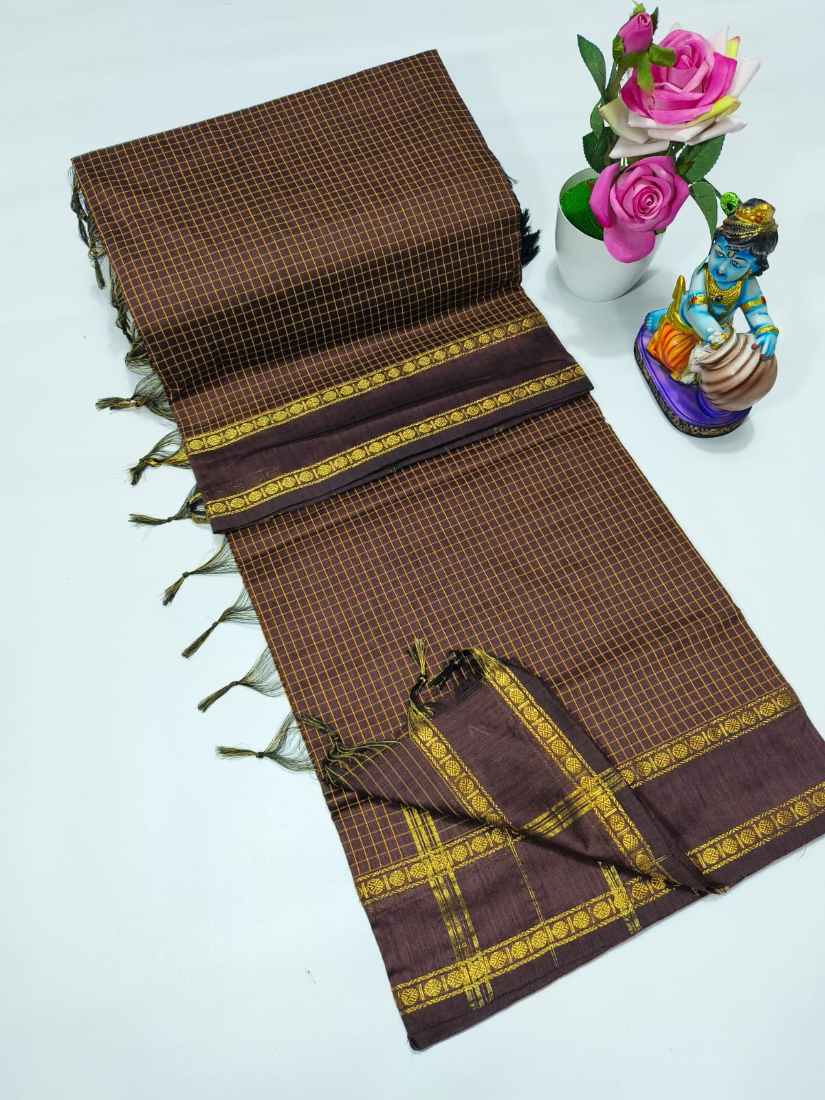 Checked Kalyani Cotton Saree